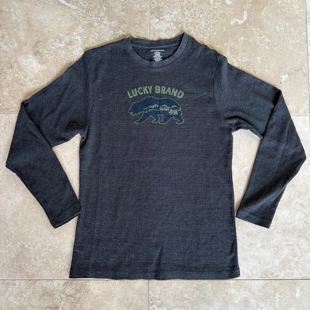 Vintage Lucky Brand Waffle Sleepwear Long Sleeve Shirt Mens Size Large.